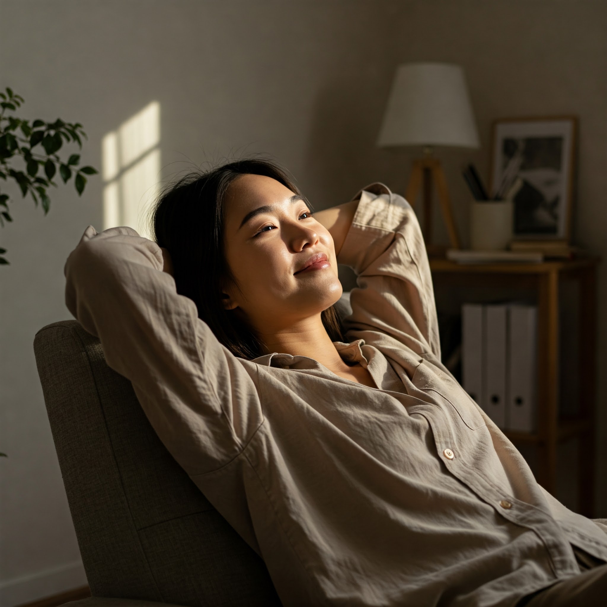 Smiling person using a clean digital device