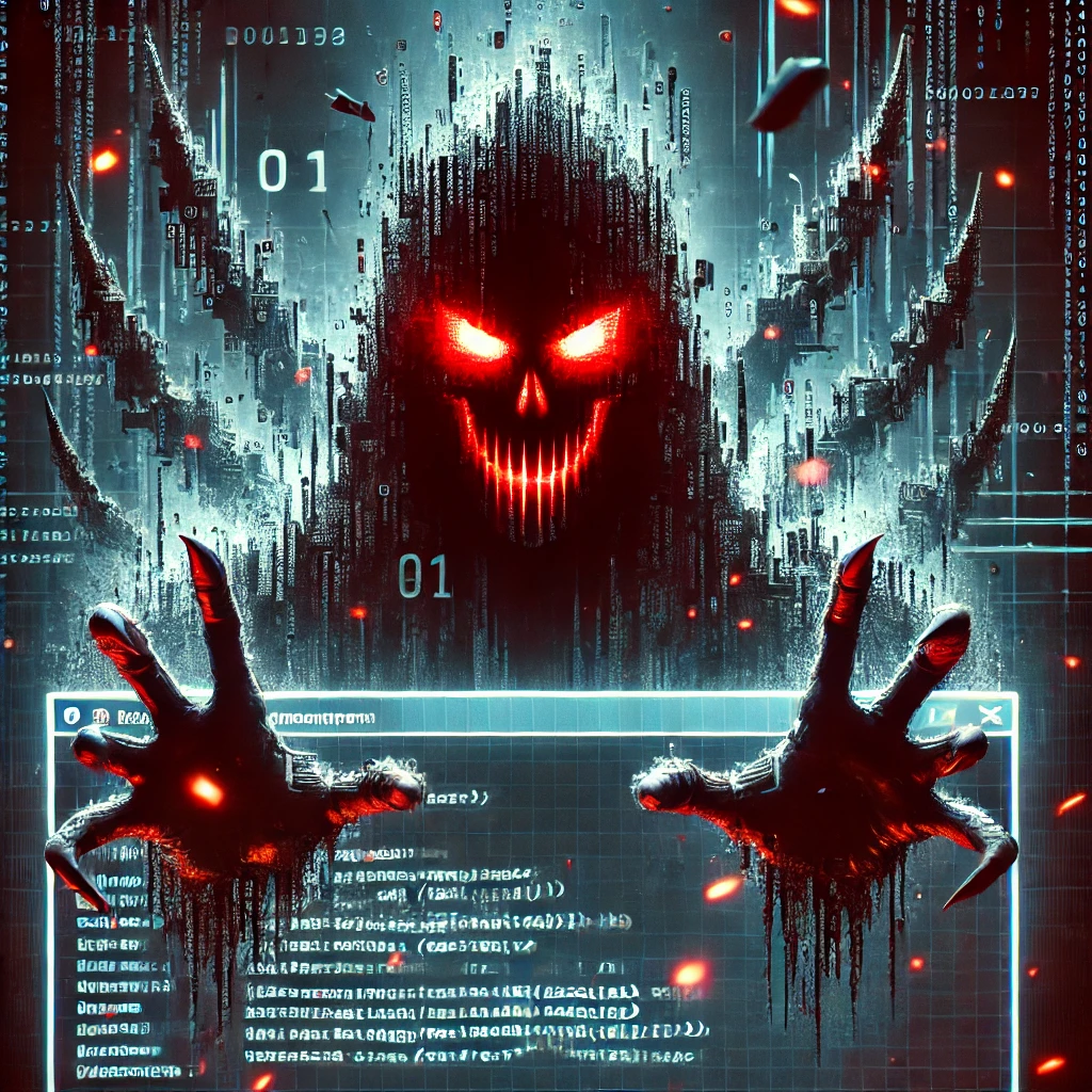 Evil looking entity coming from the digital realm