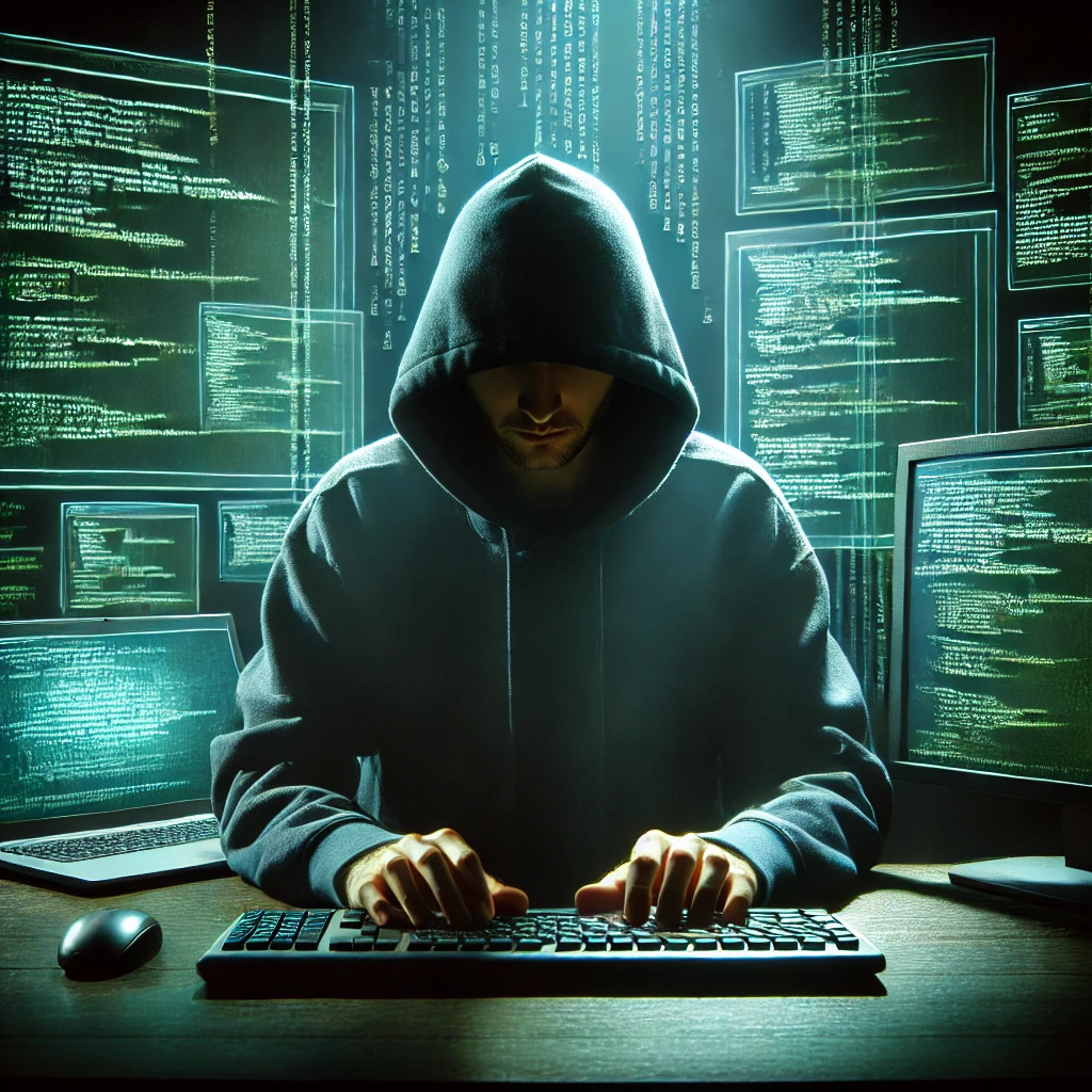 Cybersecurity concept with a shield icon on a laptop screen