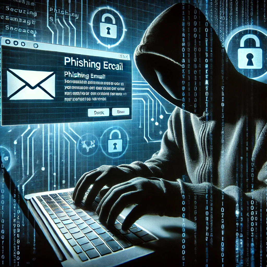 Hacker attempting a phishing scam
