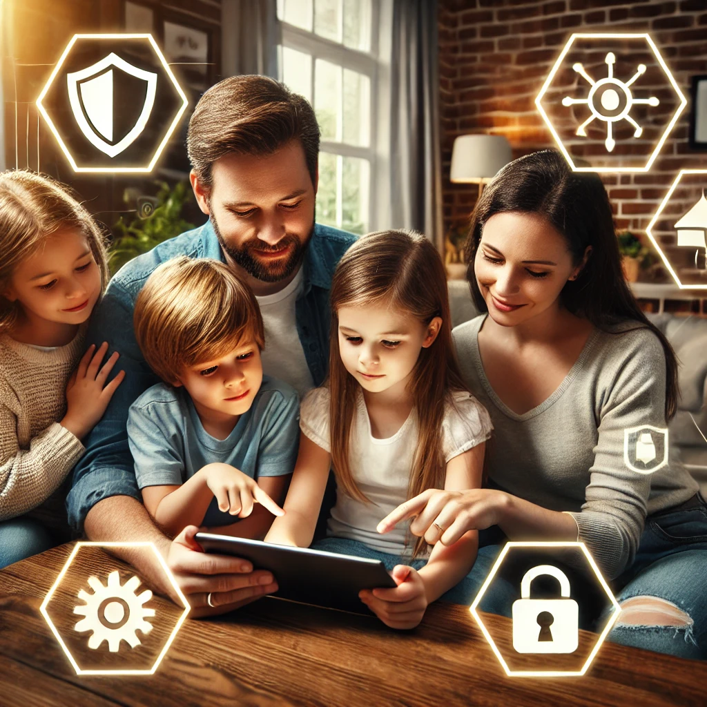Family on a tablet