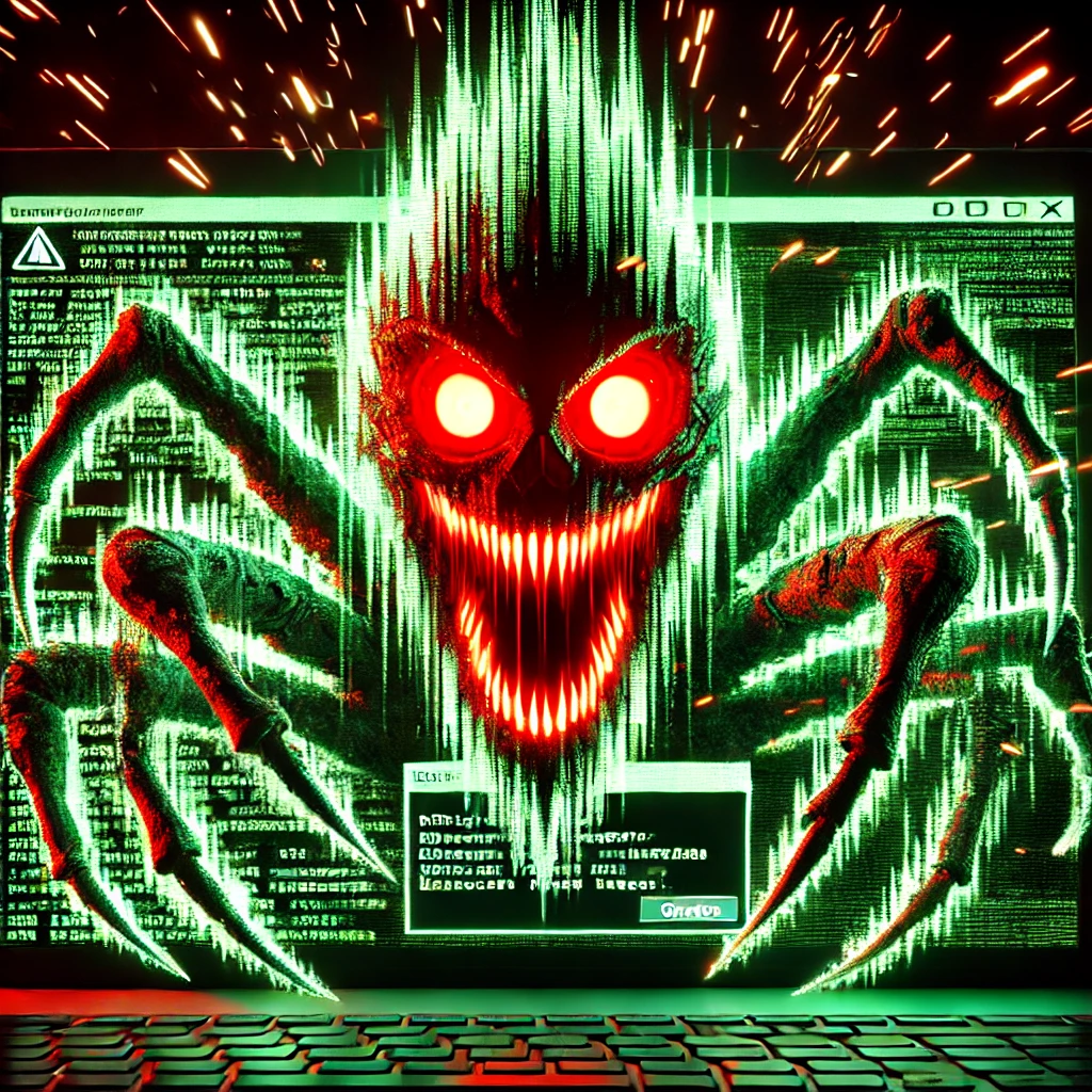 Spider like virus on a computer screen