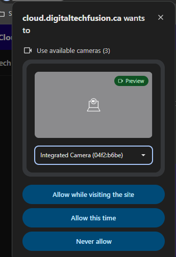 Browser camera permission prompt