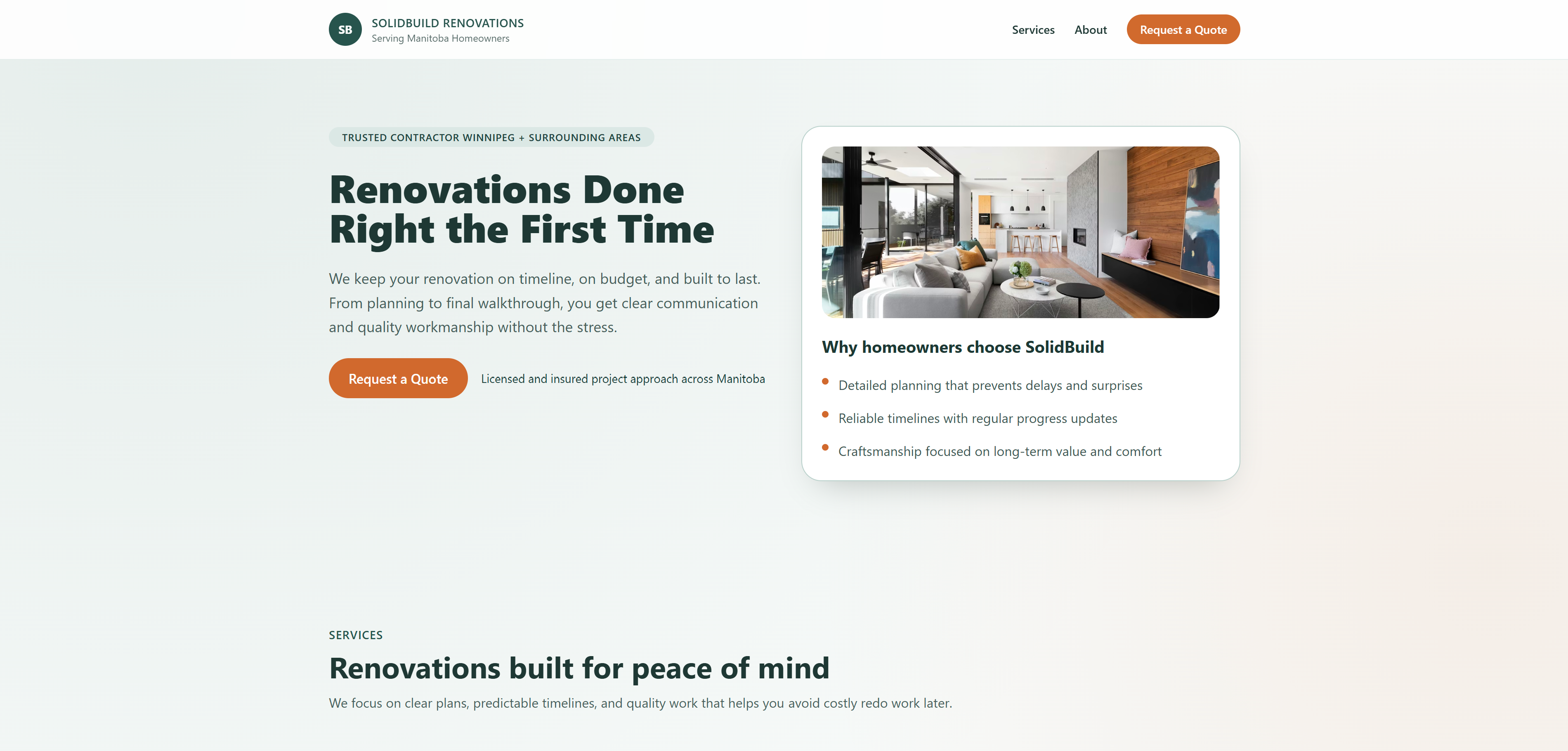 SolidBuild Renovations website preview